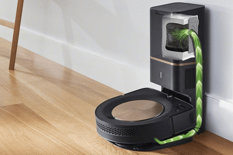 Functionality of the suction station of a robot vacuum cleaner is shown.
